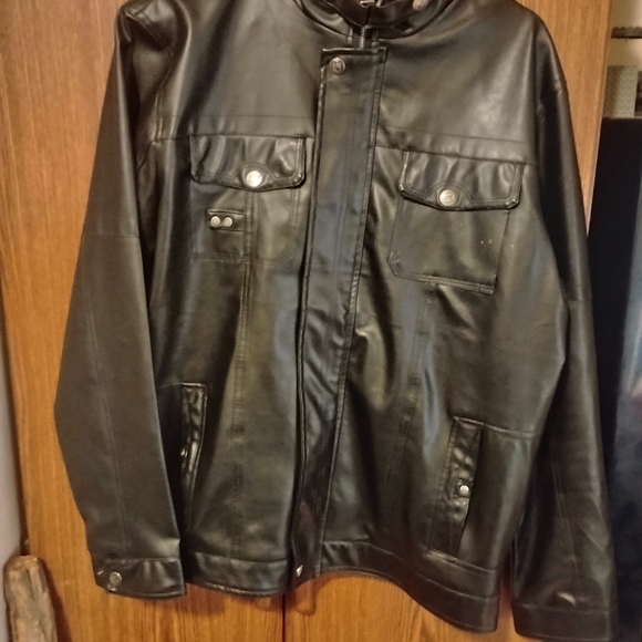 Black Leather Jacket with Quilted Design - Picture 1 of 6